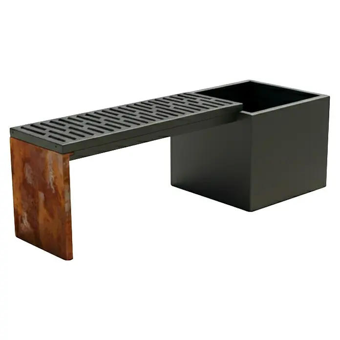 Palatino Bankauflage Bridge - L x B x H: 109 x 40 x 4 cm, Anthrazit - Einzigartige Metallbank mit Rostelementen und einem minimalistischen, rechteckigen Design, perfekt für moderne Außenbereiche.