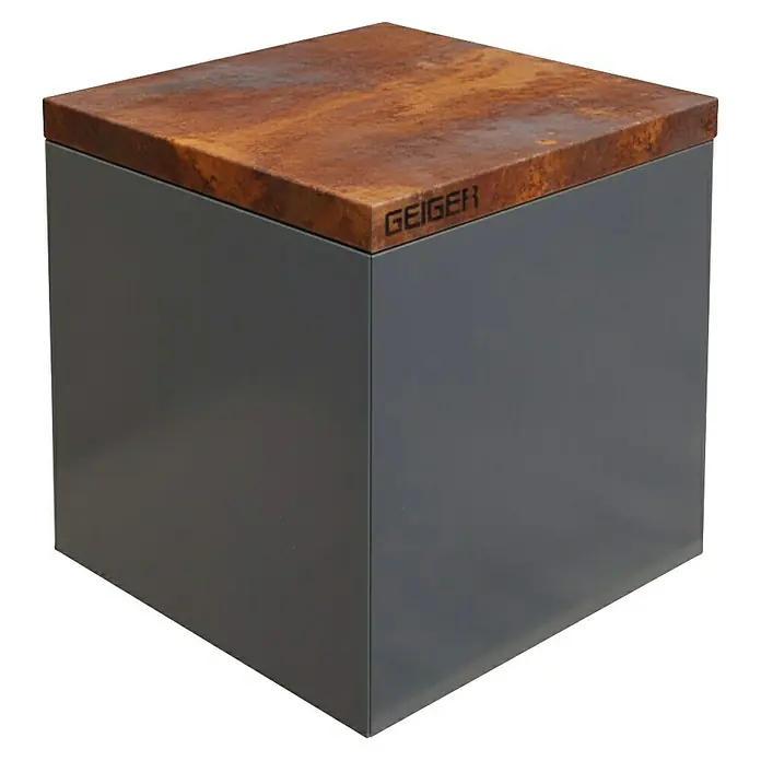 Palatino Tischplatte / Auflage Top - L x B x H: 60 x 60 x 6 cm, Stahl, Rostbraun - Der Geiger-Hocker mit einer rostfarbenen Oberfläche und einem grauen Sockel ist ein stilvolles Möbelstück.