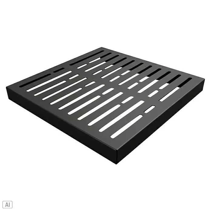 Palatino Sitzauflage Point - L x B: 60 x 60 cm, Stahl, Anthrazit - Ein schwarzer quadratischer Grillrost mit schmalen Schlitzen, ideal für gleichmäßiges Grillen.