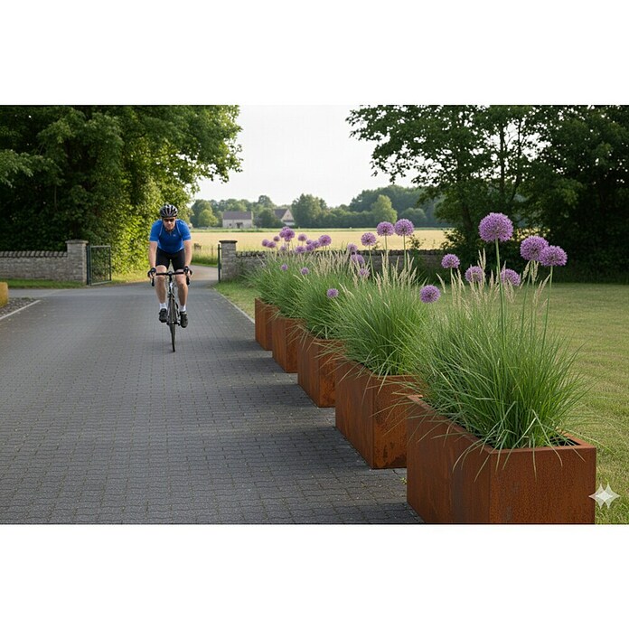 Palatino Exlusive Line Maceta (120 x 40 x 50 cm, Acero Corten, Rojo-pardo)