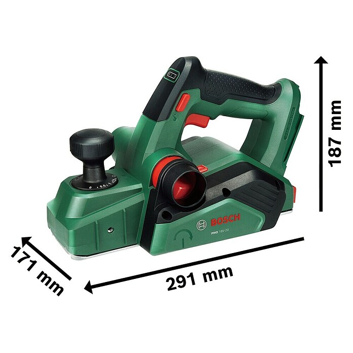 Bosch Power for All 18V Akku-Handhobel PHO 18V-20 (18 V, Ohne Akku, Hobelbreite: 82 mm) | BAUHAUS