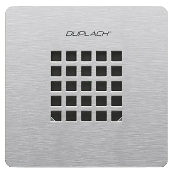 Duplach Plato de ducha Plus - L x An: 200 x 100 cm, Material compuesto, Antracita - Rejilla de altavoz cuadrada Duplach de acero inoxidable cepillado con un patrón de cuadrícula de aberturas cuadradas que garantiza la calidad del audio.