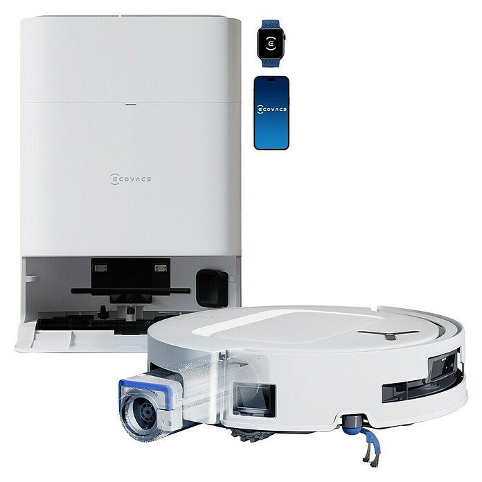 Ecovacs Robot aspirador con mopa Deebot T80 Omni (Potencia de aspiración: 18.000 Pa, Duración de la batería: 297 min, Capacidad del robot: 220 ml) | BAUHAUS