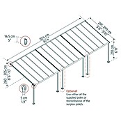 Palram – Canopia Terrassenüberdachung Capri (B x T: 924 x 299 cm, Anthrazit, Polycarbonat, Klar) | BAUHAUS