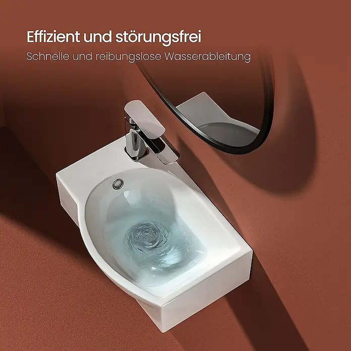 Emke Waschbecken CB14 - B x L: 28 x 40,5 cm, Hahnloch: Links, Mit Überlauf, Weiß
