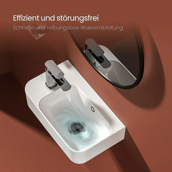Emke Waschbecken CB13 - B x L: 26,5 x 45 cm, Hahnloch: Links, Mit Überlauf, Weiß