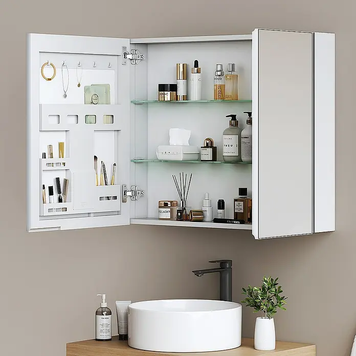 Emke Spiegelschrank Nexus - Aluminium, Weiß