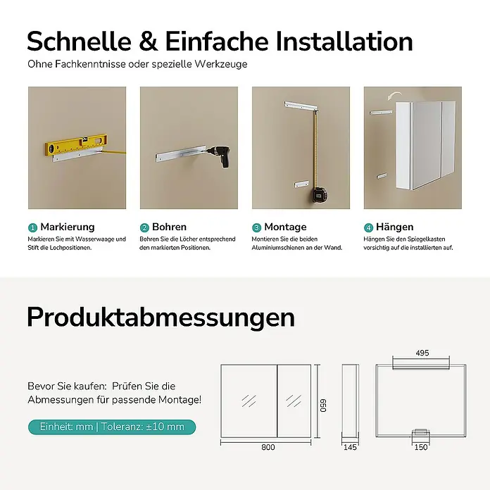 Emke Spiegelschrank Nexus - Aluminium, Weiß