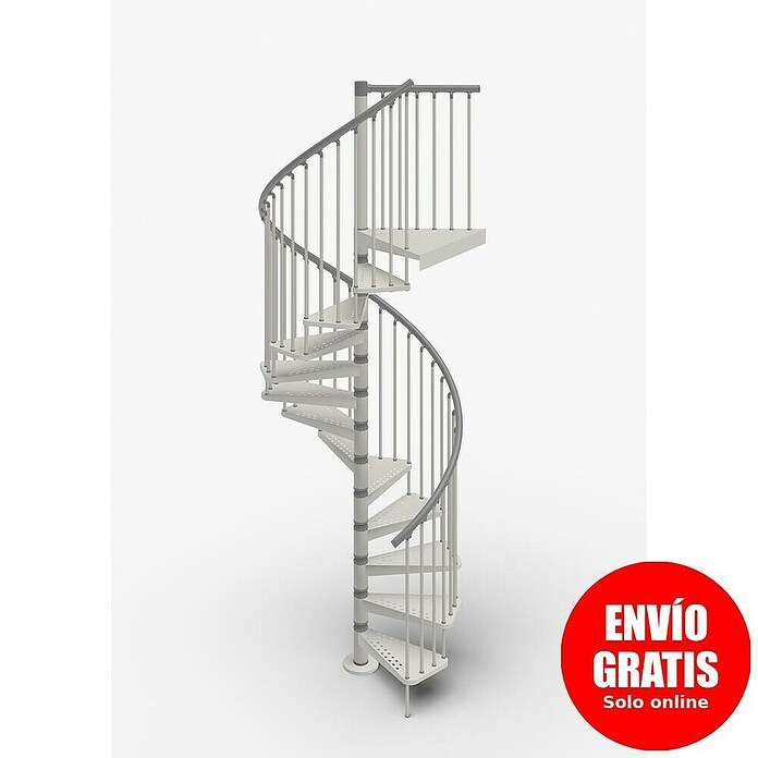 Scrigno Escalera exterior Outdoor (Número de escalones: 12 ud., Espiral izquierda y derecha, Plata/Blanco, 120 cm) | BAUHAUS