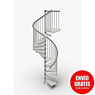 Scrigno Escalera exterior Outdoor (Número de escalones: 12 ud., Espiral izquierda y derecha, Plata/Blanco, 160 cm)