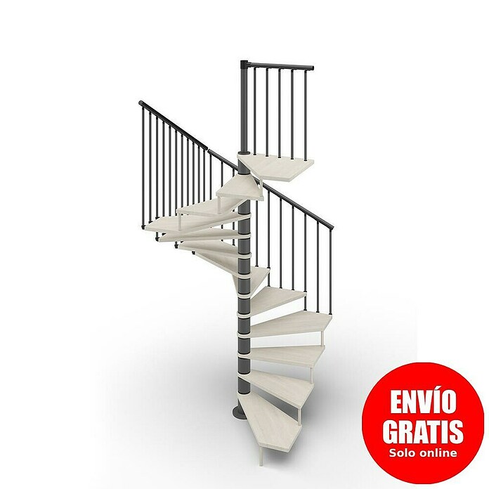 Scrigno Escalera de caracol Quadra (Antracita/Blanco, Diámetro: 140 cm, Altura de planta: 267 cm - 312 cm) | BAUHAUS