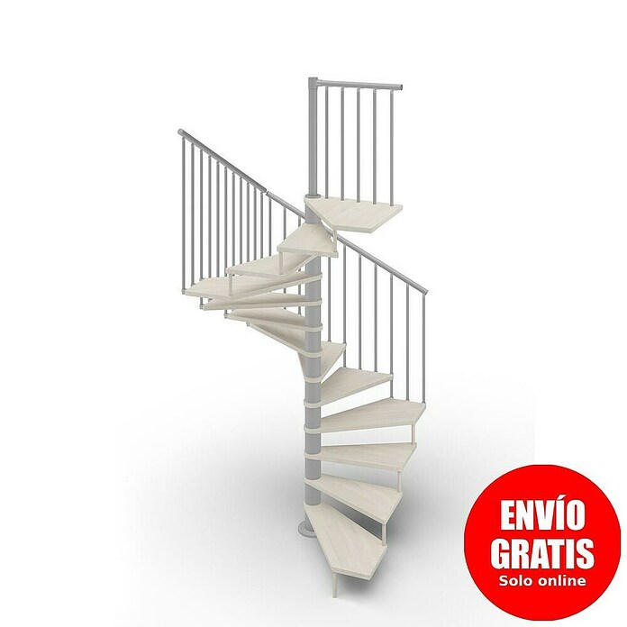 Scrigno Escalera de caracol Quadra (Diámetro: 160 cm, Altura de planta: 267 cm - 312 cm, Plata/Blanco) | BAUHAUS