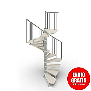 Scrigno Escalera de caracol Quadra (Diámetro: 160 cm, Altura de planta: 267 cm - 312 cm, Plata/Blanco)
