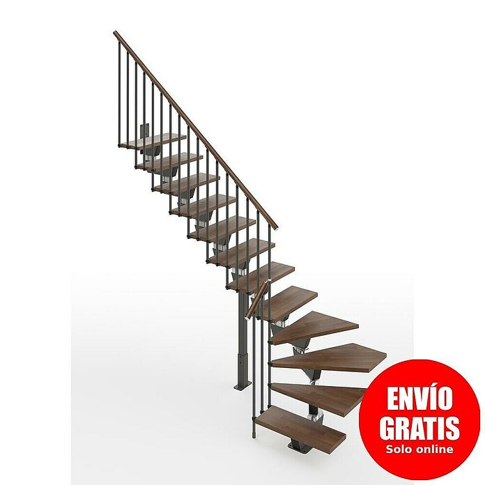 Scrigno Escalera principal Lumina L (Antracita/Nogal, 65 cm, 1/4 espiral izquierda, Altura de planta: 241 cm - 289 cm) | BAUHAUS