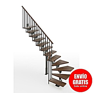 Scrigno Escalera principal Lumina L (95 cm, 1/4 espiral izquierda, Altura de planta: 241 cm - 289 cm, Antracita/Nogal)