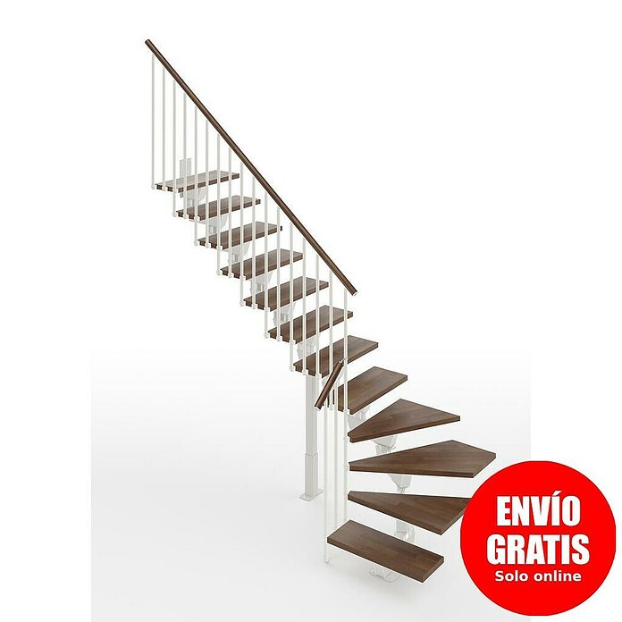 Scrigno Escalera principal Lumina L (85 cm, 1/4 espiral izquierda, Altura de planta: 241 cm - 289 cm, Blanco/Nogal) | BAUHAUS