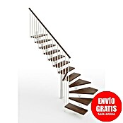 Scrigno Escalera principal Lumina L (85 cm, 1/4 espiral izquierda, Altura de planta: 241 cm - 289 cm, Blanco/Nogal) | BAUHAUS
