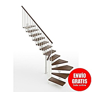 Scrigno Escalera principal Lumina L (65 cm, 1/4 espiral izquierda, Altura de planta: 241 cm - 289 cm, Blanco/Nogal)