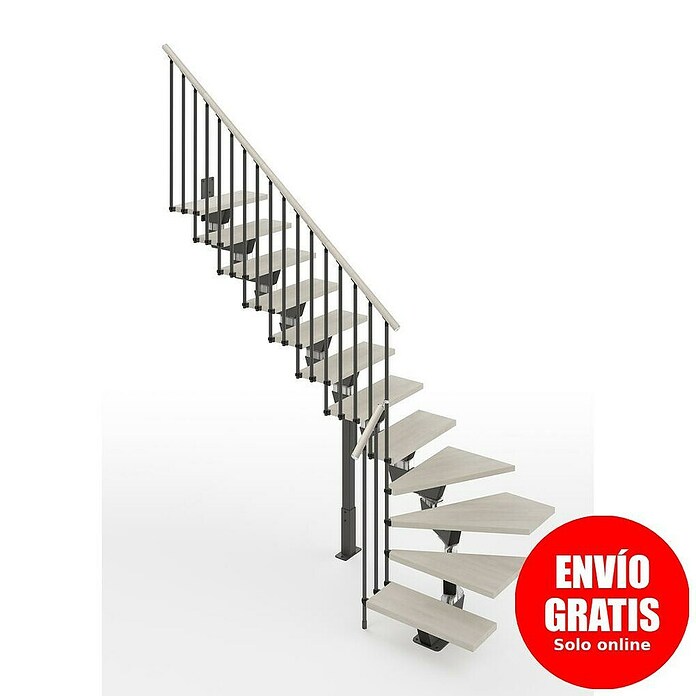 Scrigno Escalera principal Lumina L (65 cm, 1/4 espiral izquierda, Altura de planta: 241 cm - 289 cm, Antracita/Blanco) | BAUHAUS