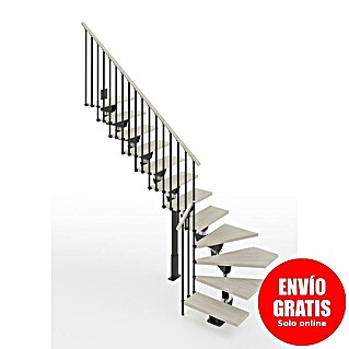 Scrigno Escalera principal Lumina L (85 cm, 1/4 espiral izquierda, Altura de planta: 241 cm - 289 cm, Antracita/Blanco)