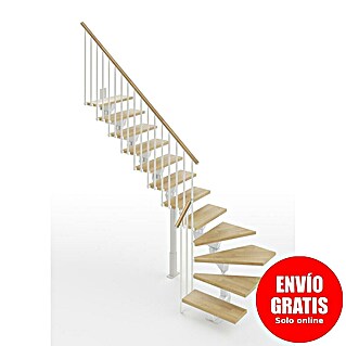 Scrigno Escalera principal Lumina L (85 cm, 1/4 espiral izquierda, Altura de planta: 241 cm - 289 cm, Blanco/Beige)