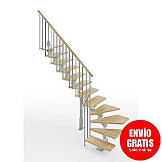Scrigno Escalera principal Lumina L (85 cm, 1/4 espiral izquierda, Altura de planta: 241 cm - 289 cm, Plata/Beige)