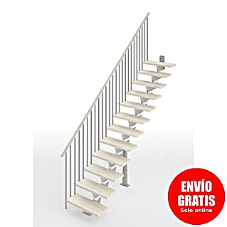 Scrigno Escalera principal Lumina Recta (75 cm, Recto, Altura de planta: 241 cm - 289 cm, Plata/Blanco)