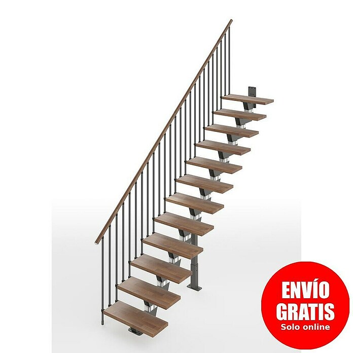 Scrigno Escalera principal Lumina Recta (85 cm, Recto, Altura de planta: 241 cm - 289 cm, Antracita/Nogal) | BAUHAUS