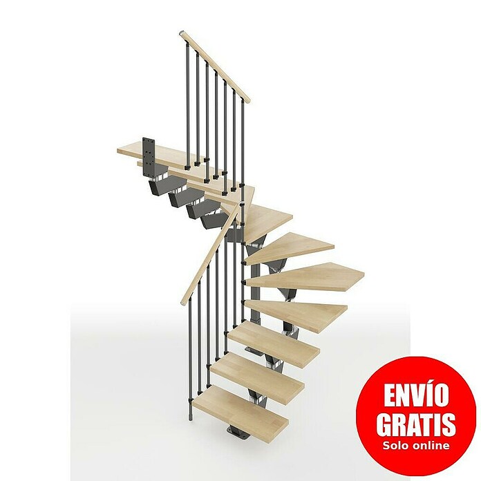Scrigno Escalera principal Lumina U (65 cm, 1/4 espiral izquierda, Altura de planta: 241 cm - 289 cm, Antracita/Beige) | BAUHAUS