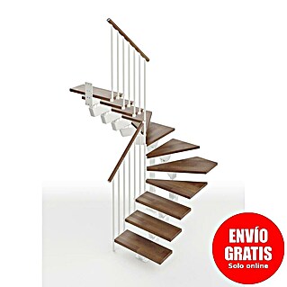 Scrigno Escalera principal Lumina U (Blanco/Nogal, 65 cm, 1/4 espiral izquierda, Altura de planta: 241 cm - 289 cm)