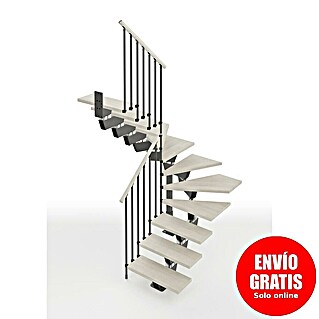 Scrigno Escalera principal Lumina U (95 cm, 1/4 espiral izquierda, Altura de planta: 241 cm - 289 cm, Antracita/Blanco)