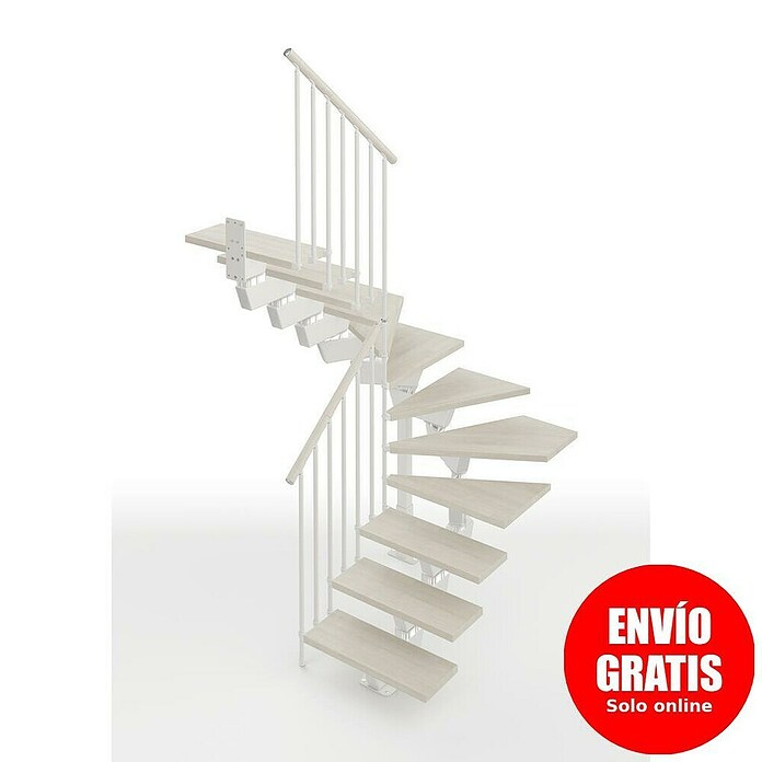 Scrigno Escalera principal Lumina U (95 cm, 1/4 espiral izquierda, Altura de planta: 241 cm - 289 cm, Blanco/Blanco) | BAUHAUS
