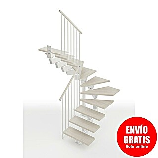 Scrigno Escalera principal Lumina U (65 cm, 1/4 espiral izquierda, Altura de planta: 241 cm - 289 cm, Blanco/Blanco)