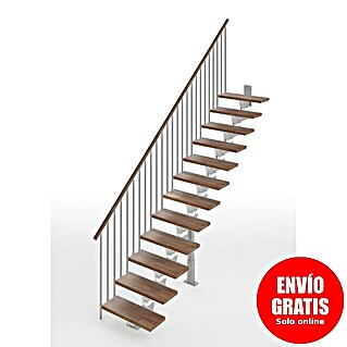 Scrigno Escalera principal Lumina Recta (75 cm, Recto, Altura de planta: 241 cm - 289 cm, Plata/Nogal)