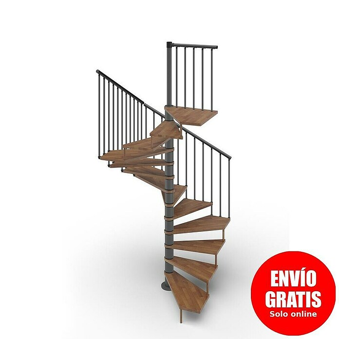 Scrigno Escalera de caracol Quadra (Antracita/Nogal, Diámetro: 140 cm, Altura de planta: 267 cm - 312 cm) | BAUHAUS