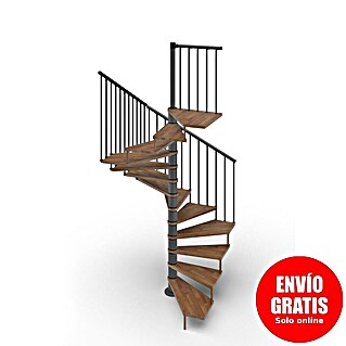 Scrigno Escalera de caracol Quadra (Diámetro: 160 cm, Altura de planta: 267 cm - 312 cm, Antracita/Nogal)