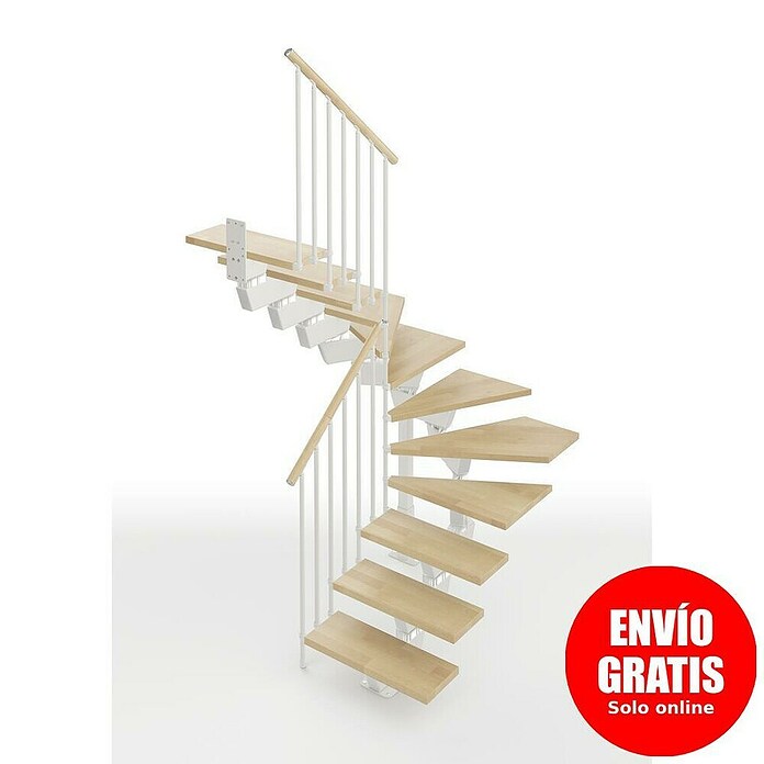 Scrigno Escalera principal Lumina U (65 cm, 1/4 espiral izquierda, Altura de planta: 241 cm - 289 cm, Blanco/Beige) | BAUHAUS