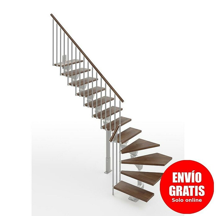Scrigno Escalera principal Lumina L (Plata/Nogal, 95 cm, 1/4 espiral izquierda, Altura de planta: 241 cm - 289 cm) | BAUHAUS