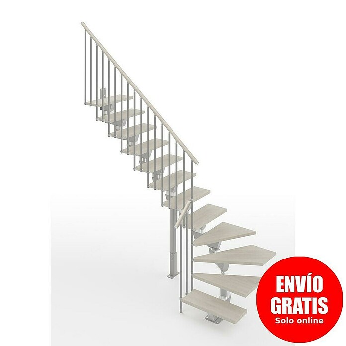 Scrigno Escalera principal Lumina L (95 cm, 1/4 espiral izquierda, Altura de planta: 241 cm - 289 cm, Plata/Blanco) | BAUHAUS