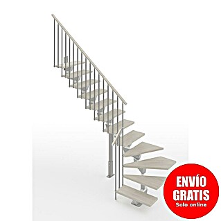 Scrigno Escalera principal Lumina L (95 cm, 1/4 espiral izquierda, Altura de planta: 241 cm - 289 cm, Plata/Blanco)