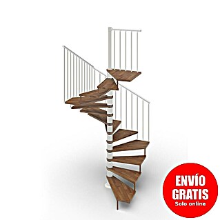 Scrigno Escalera de caracol Quadra (Diámetro: 120 cm, Altura de planta: 267 cm - 312 cm, Blanco/Nogal)