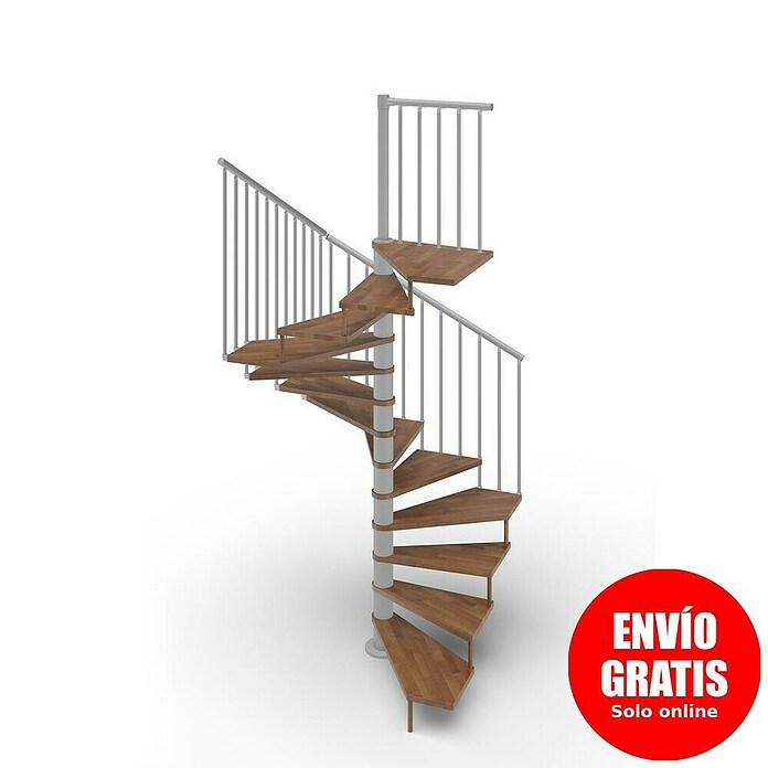 Scrigno Escalera de caracol Quadra (Diámetro: 120 cm, Altura de planta: 267 cm - 312 cm, Plata/Nogal) | BAUHAUS