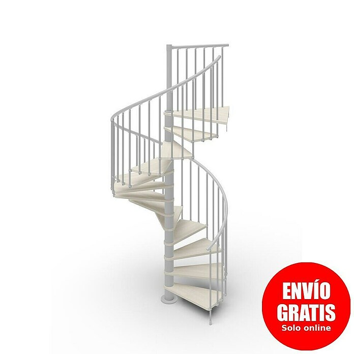 Scrigno Escalera de caracol Loop (Diámetro: 120 cm, Altura de planta: 267 cm - 312 cm, Plata/Blanco) | BAUHAUS
