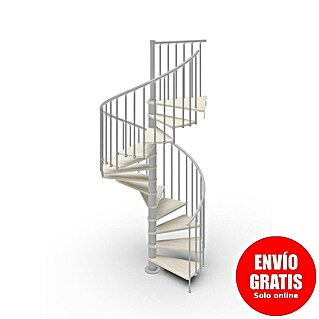 Scrigno Escalera de caracol Loop (Diámetro: 140 cm, Altura de planta: 267 cm - 312 cm, Plata/Blanco)
