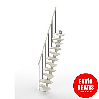Scrigno Escalera principal Sailor (Ancho: 61 cm, Recto, Altura de planta: 241 cm - 285 cm, Plata/Blanco)