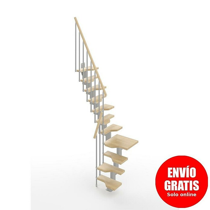 Scrigno Escalera principal Sailor L (Beige, Plata, Ancho: 61 cm, 1/4 espiral izquierda, Con barandilla) | BAUHAUS