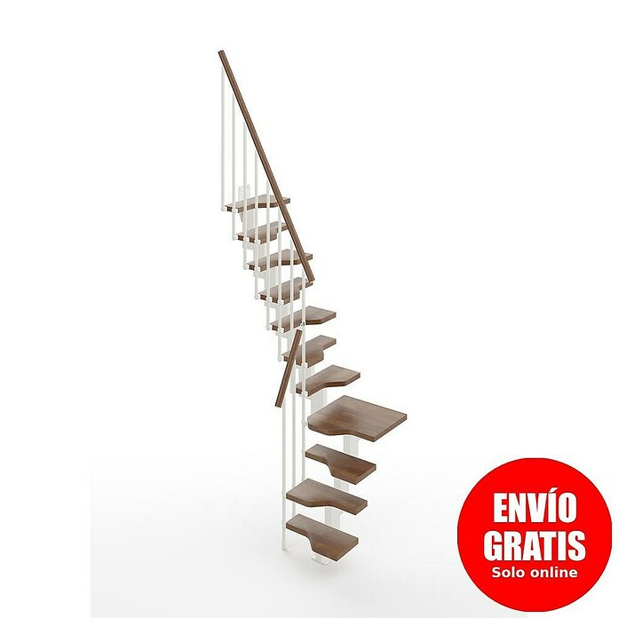 Scrigno Escalera principal Sailor L (Ancho: 61 cm, 1/4 espiral izquierda, Color peldaños: Nogal, Blanco/Nogal) | BAUHAUS