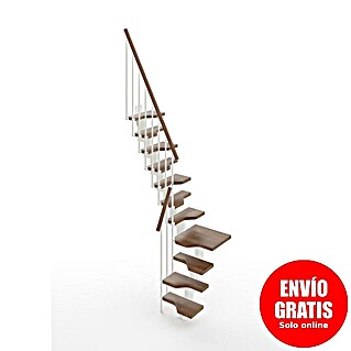 Scrigno Escalera principal Sailor L (Ancho: 61 cm, 1/4 espiral izquierda, Color peldaños: Nogal, Blanco/Nogal)