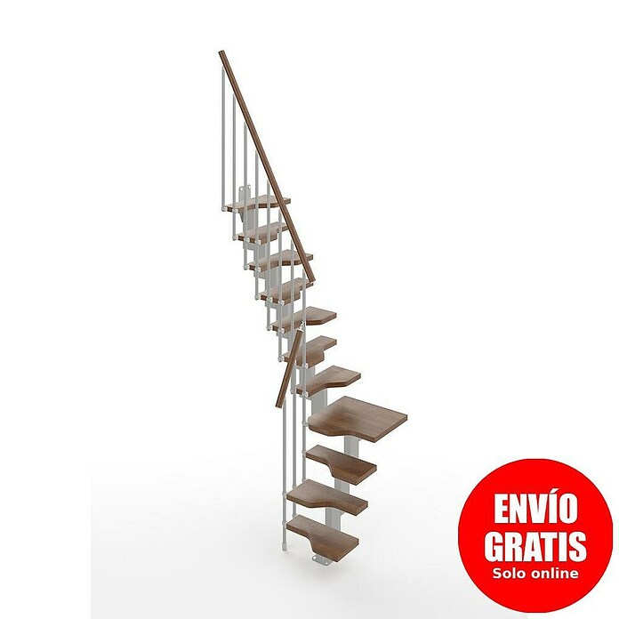 Scrigno Escalera principal Sailor L (Nogal, Plata, Ancho: 61 cm, 1/4 espiral izquierda, Con barandilla) | BAUHAUS