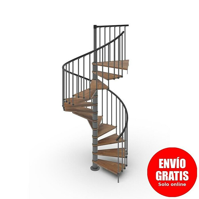 Scrigno Escalera de caracol Loop (Antracita/Nogal, Diámetro: 120 cm, Altura de planta: 267 cm - 312 cm) | BAUHAUS